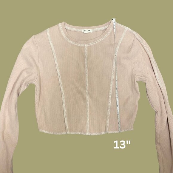 Garage Blush Pink Ribbed Long Sleeve Crop Top (Size P/S) - Picture 5 of 8